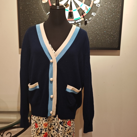 Sandro Clotilde Stripe Wool & Cashmere Cardigan 015500 - Picture 11 of 14